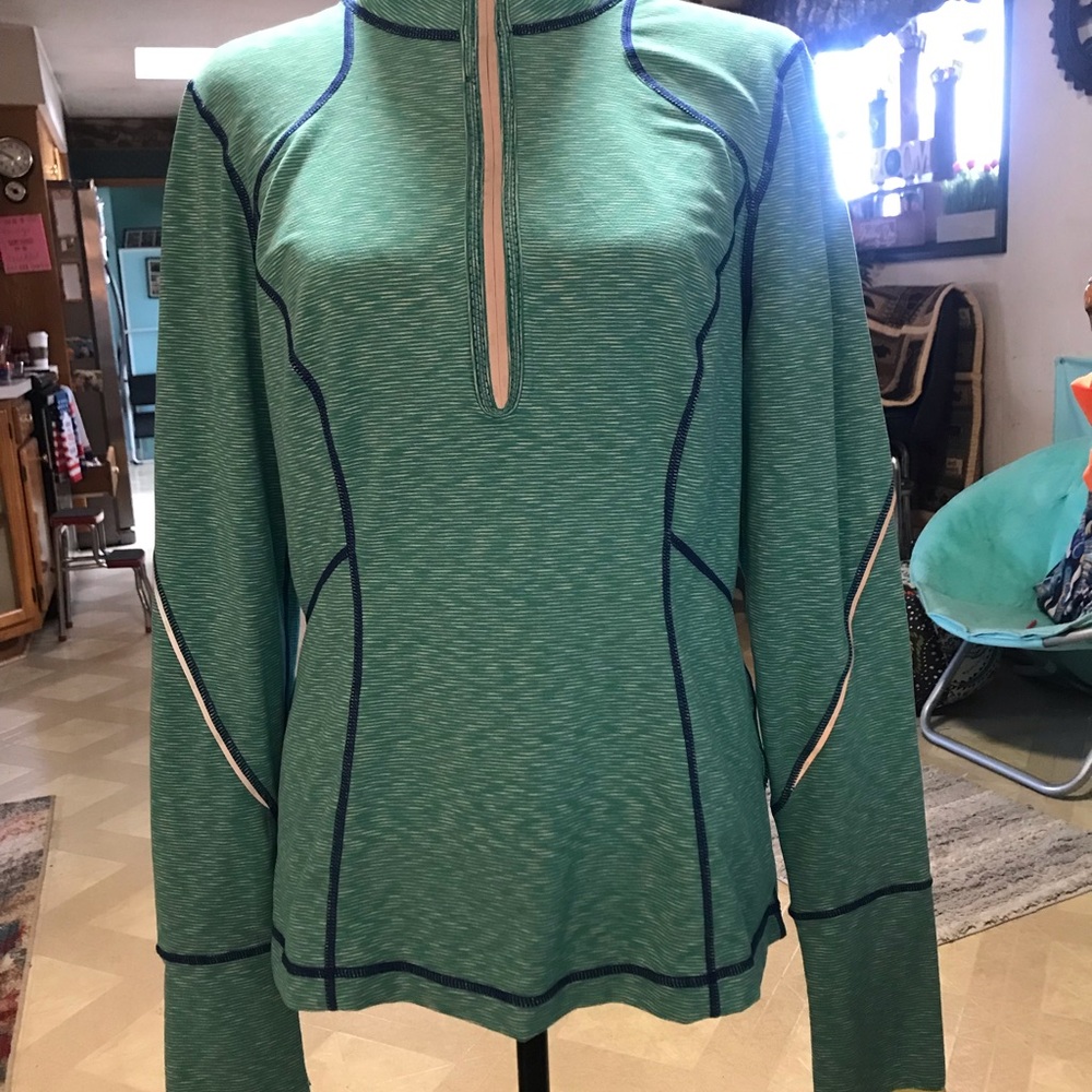Zella 1/2 zip Aqua micro stripe running athletic pullover